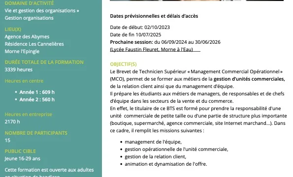 BTS MANAGEMENT COMMERCIAL OPERATIONNEL en Apprentissage