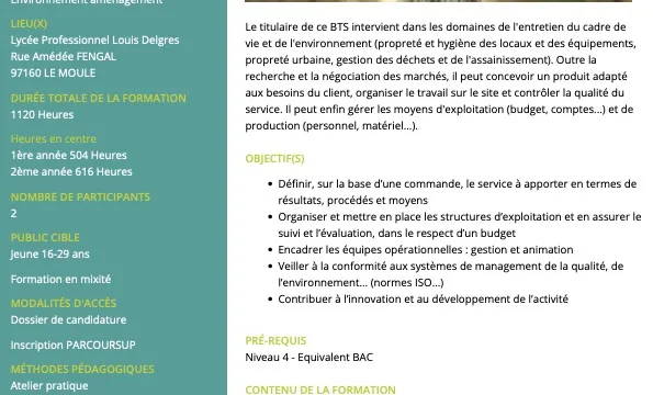 BTS Métiers des Services et de l’Environnement