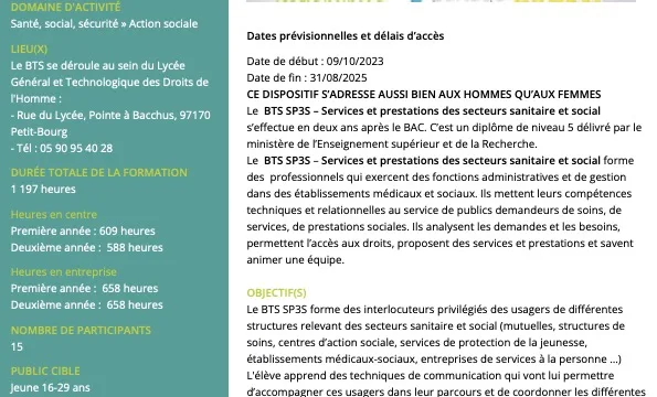 BTS Services et Prestations des secteurs sanitaires et social