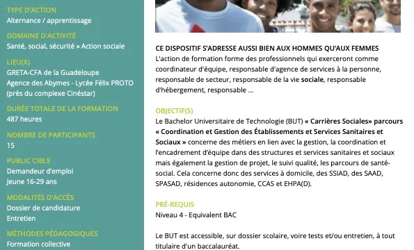 BUT CARRIERES SOCIALES parcours « Coordination et Gestion Des Etablissements et Services Sanitaires et Sociaux »