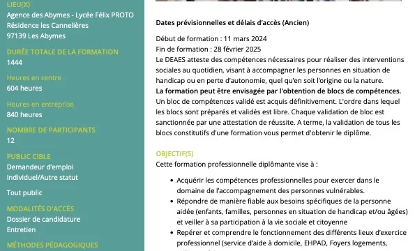 Diplôme d’Etat Accompagnant Educatif et social (DEAES)