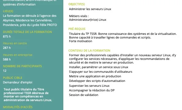 Formation CCS- TSSR – Administrateur (trice) Linux (H:F)