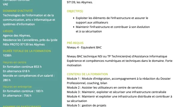 Technicien(ne) Supérieur Systèmes et Réseaux en FORMATION CONTINUE ET ALTERNANCE (H:F)