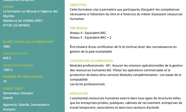 Titre Professionnel Assistant de Ressources Humaines en Apprentissage