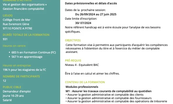 Titre professionnel Comptable Assistant