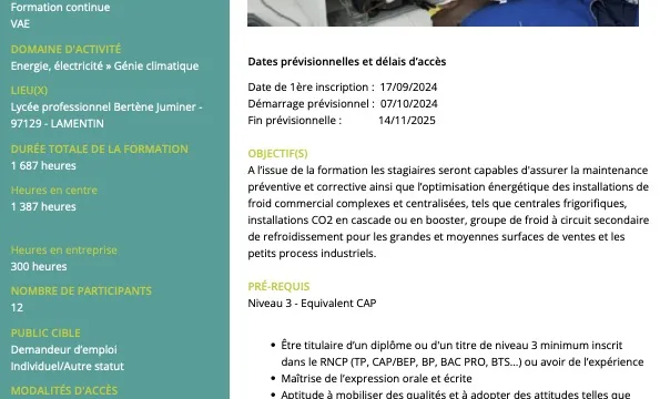 Titre professionnel – Technicien d’Intervention en Froid Commercial et Climatisation (TP TIFCC)