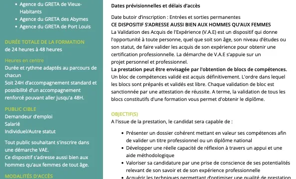 Validation des Acquis de l’Expérience